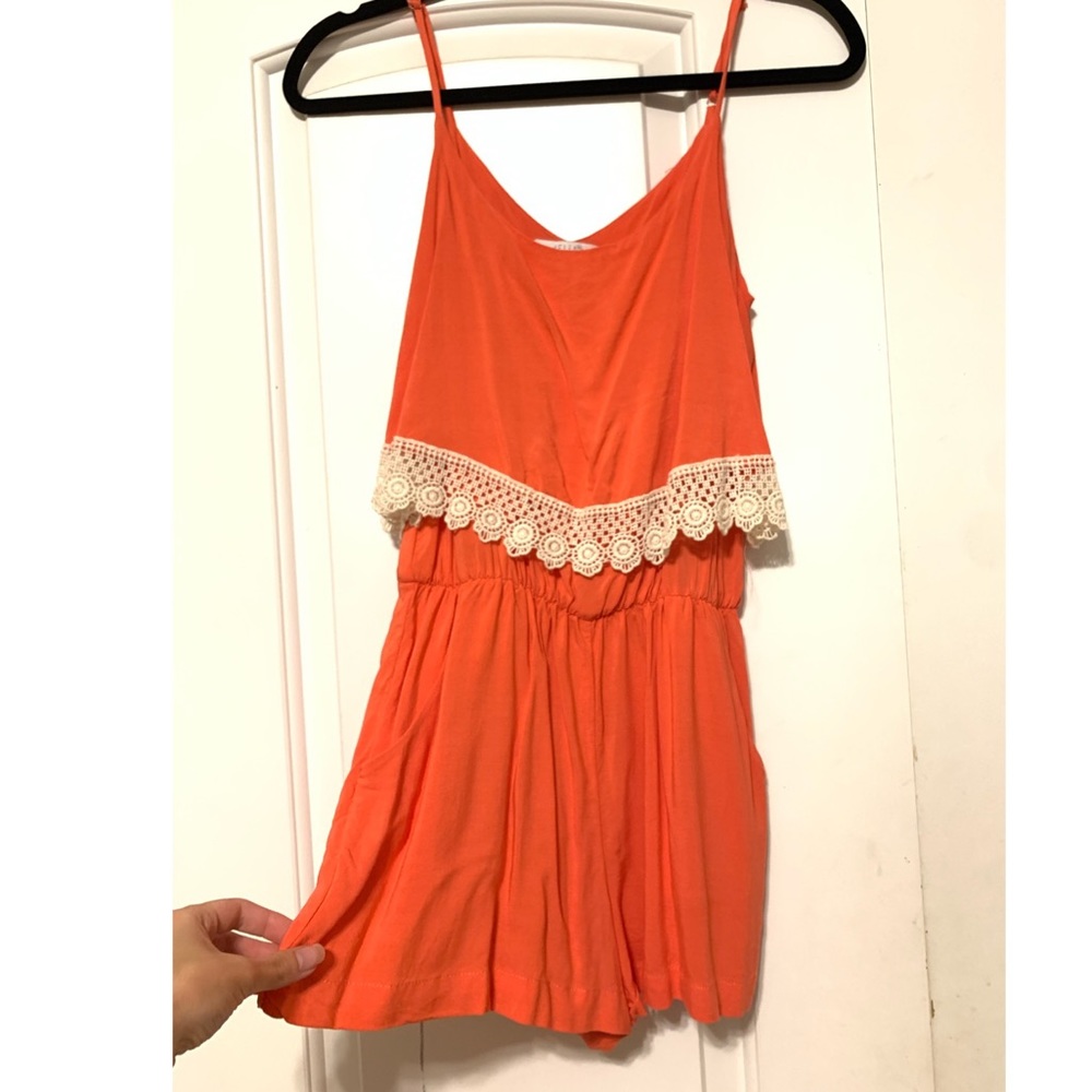 Peach Embroidered Romper